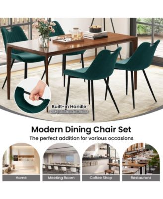 Dining Chair Set of 4 Faux Leather Upholstered Kitchen Chairs with Metal Legs