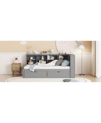 Streamdale  Furniture Wooden Twin DayBed with 2 Drawers, USB Charging Ports, Gray