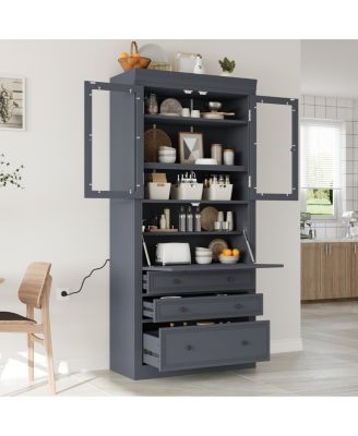 Freestanding Kitchen Pantry Storage Cabinet with 3 Drawers