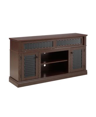 Embossed TV Stand with Sliding Door, Dark Cherry, 58.27"W