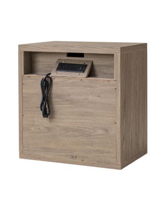 Streamdale Gray Alder Fluted Drawer Night Stand - Modern Mid Century Bedside Table