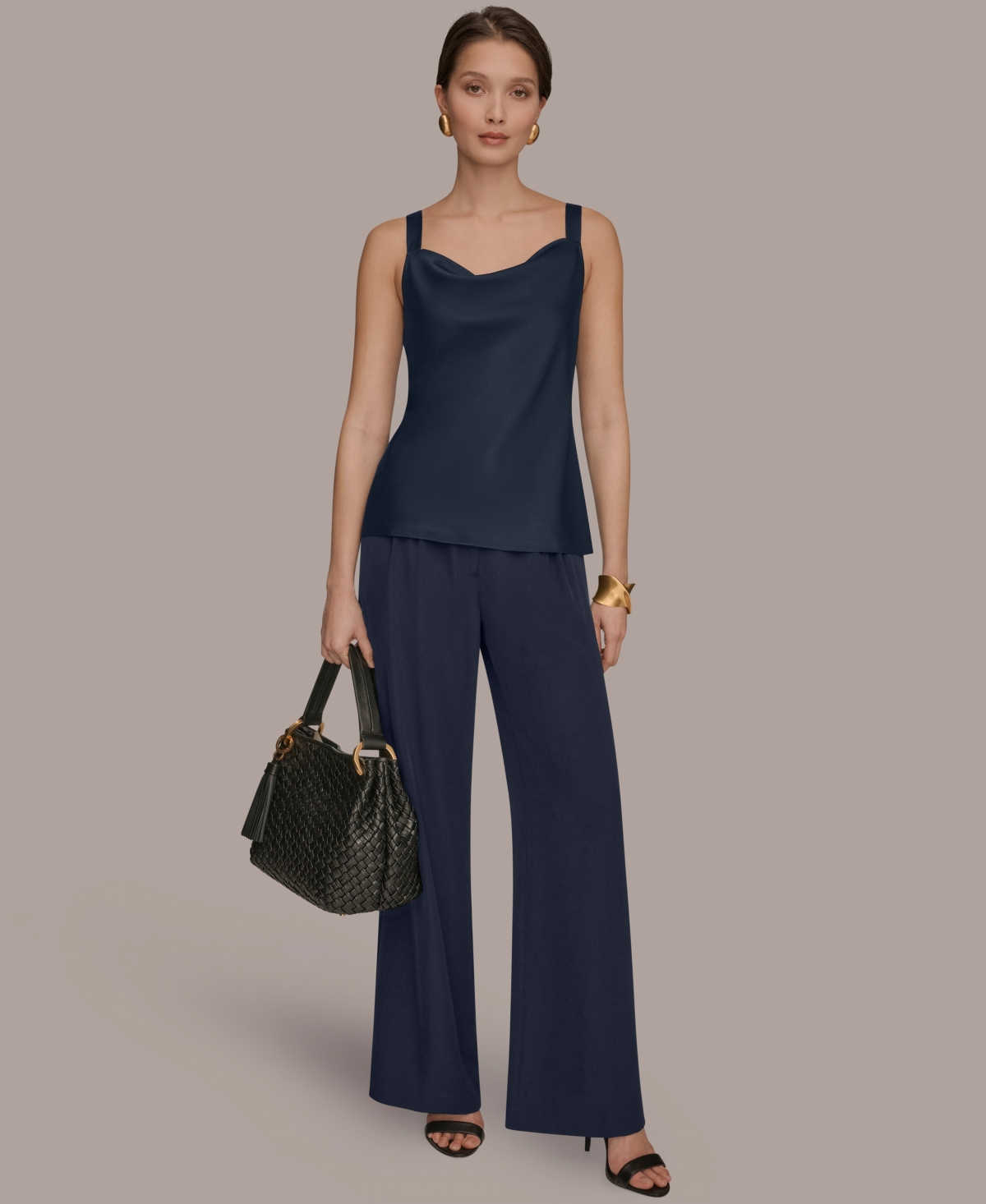 Donna Karan New York Women's Cowl Neck Strappy Cami Top