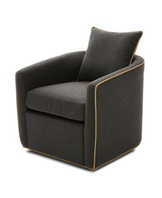 Swivel Accent Chair, Upholstered Club Barrel Sofa for Living Room, Light Gray