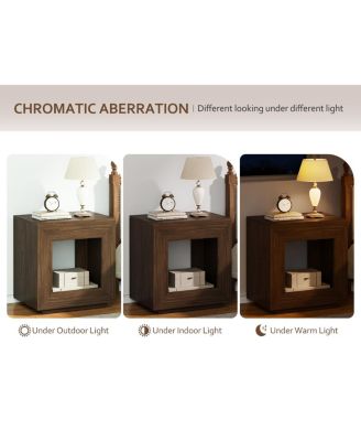 Rustic Wood End Table with Storage Shelf