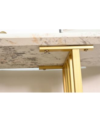 Streamdale  Furniture  Modern 43.3" Wooden Console Table with Marble Top for Living Room/Bedroom