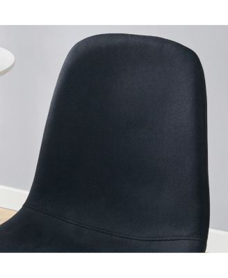 Luxury Simple Chair - Set of 4 Black Linen-Cotton Dining Chairs with Metal Walnut Legs.
