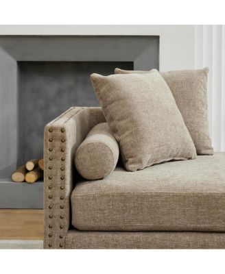 Streamdale 75.2" Wide Upholstered Chaise Lounge with Nailheads, Sleeper Sofa Couch with Pillows