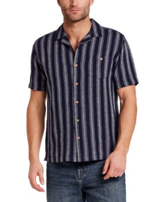 Men's Short-Sleeve Vertical Stripe Camp Collar Shirt