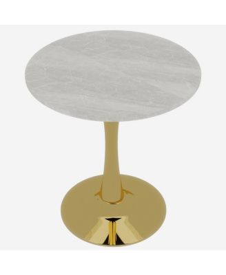 Streamdale Gold 27.6" Mid-Century Modern Dining Table with White Marble Top