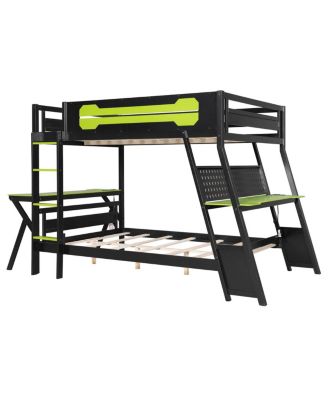 Bunk Bed with Two Gaming Desks & USB Ports