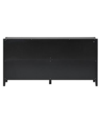 Streamdale Modern 4-Door Slatted Sideboard with Elegant Design (Black)