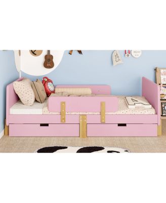 Platform Bed with Storage, Shelf, Hooks, No Box Spring Needed