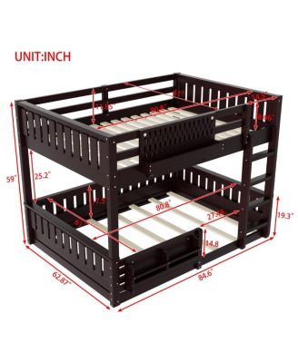 Bunk Bed with Ladder and Guardrails, Pegboard and bookshelf