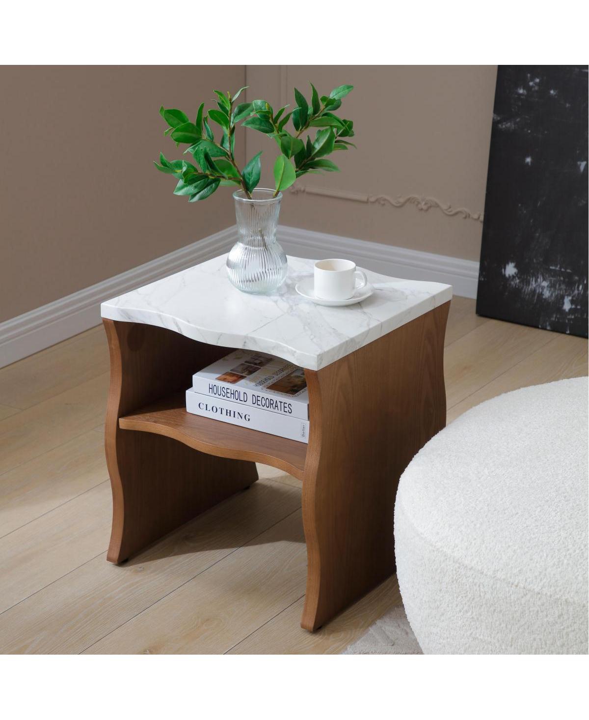 Streamdale Furniture Streamdale Whisper of Waves Modern End Table w/ Storage Shelf