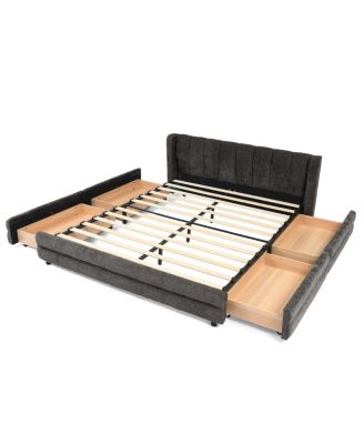 Queen Size Upholstered Bed Frame with Drawer
