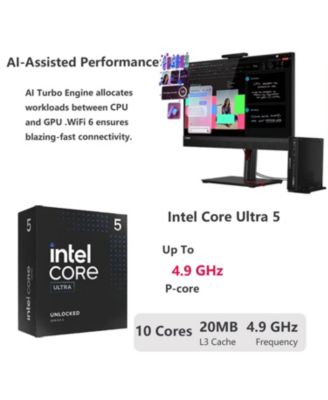 ThinkCentre M70q MFF Desktop Intel Core Ultra 5 32GB RAM Intel Graphics 1TB SSD Storage Windows 11 Pro