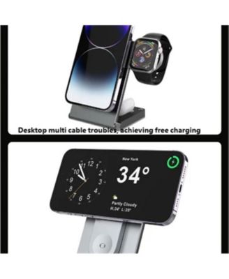 Foldable 3-in-1 Wireless Charger - Charge for Apple - Portable Fan-Cooled Charging Stand for iPhone, Watch and Earphones