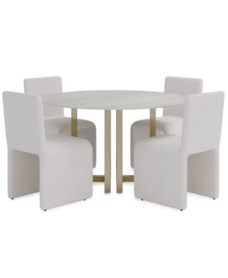 Emila 5-Pc. Fabric Round Table and Upholstered Chairs Dining Set