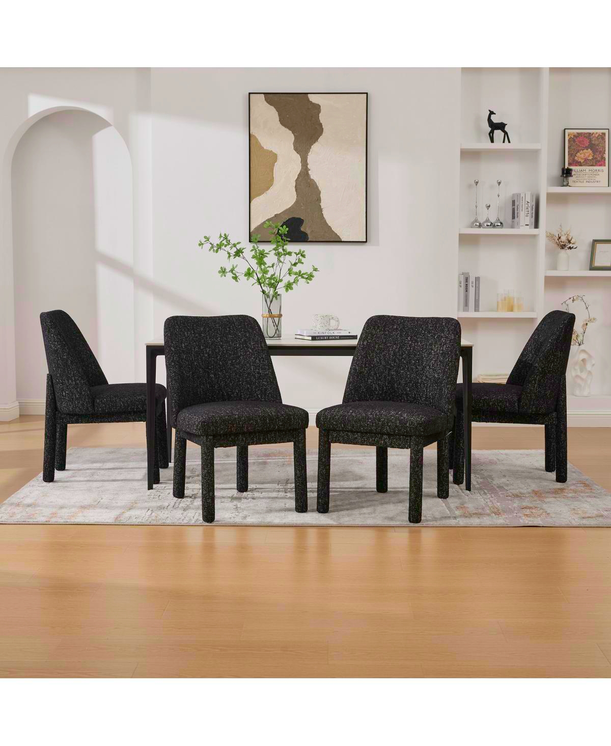 Streamdale Furniture Modern Minimalist Chenille Dining Chair Set of 4