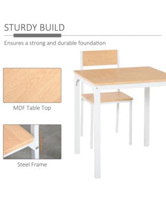 3-Piece Wooden Dining Table Set with 1 Table and 2 Chairs