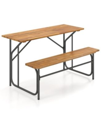 Acacia Wood Patio Picnic Table Bench for 2 People