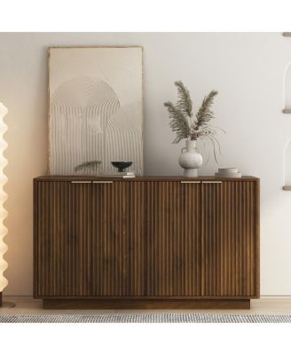 Wood Modern Buffet Cabinet with Storage, Fluted Sideboard, Credenza, Accent Cabinet