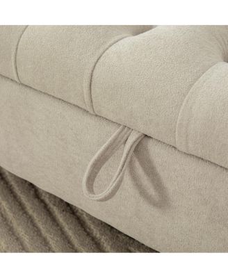 65.75" Wide Modern Upholstered Storage Bench with Double Lids & Rolled Armrest