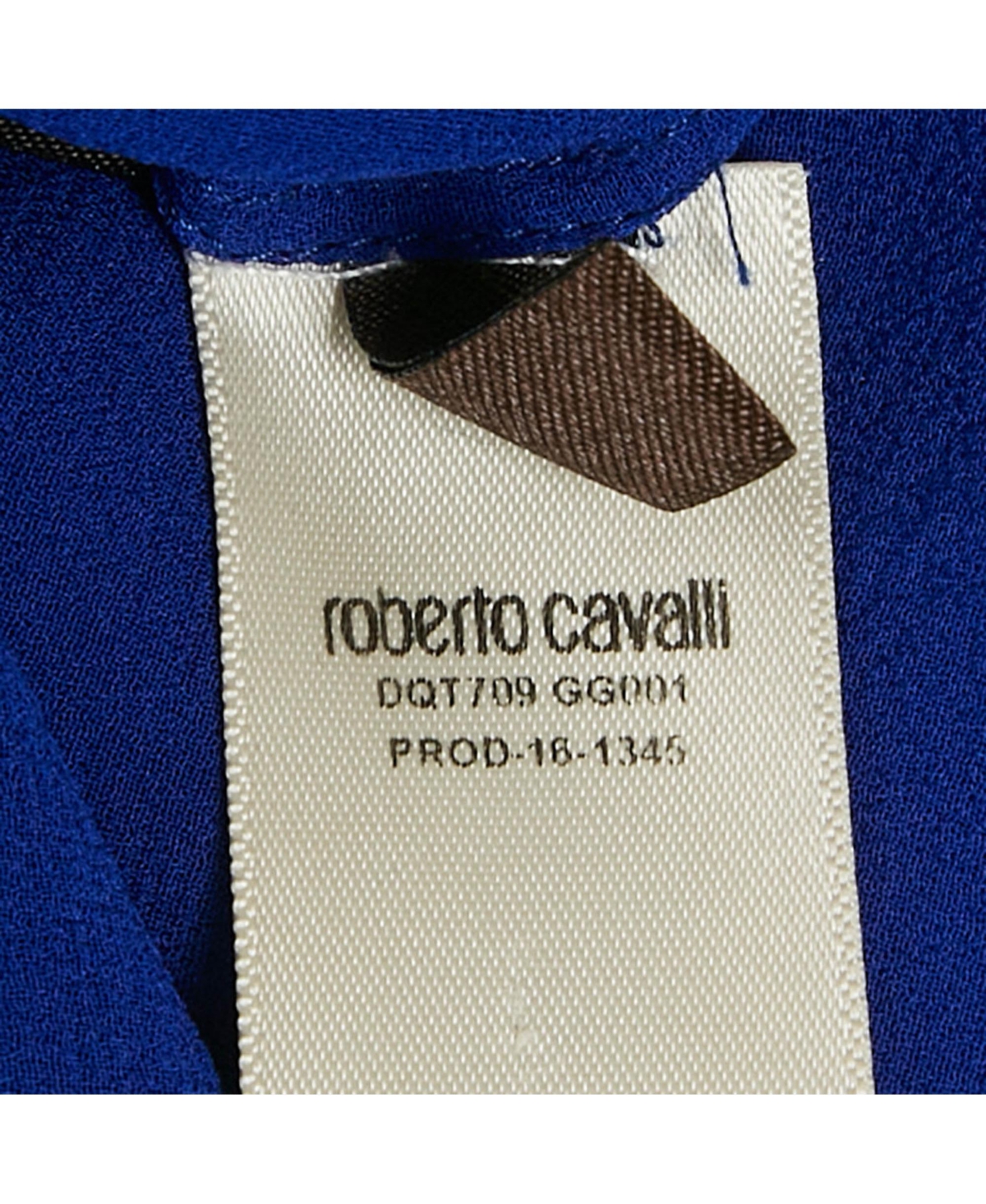 Pre-Owned Roberto Cavalli Women's Blue Silk Tassel Detailed Sheer Blouse