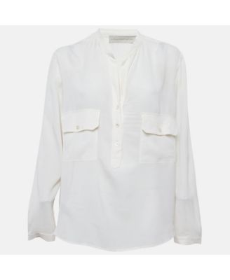 Women's Off-White Crepe Button Down Blouse
