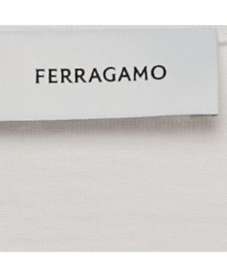 Women's Pre-Owned Ferragamo White Cotton Knit Logo Tab Detail T-Shirt