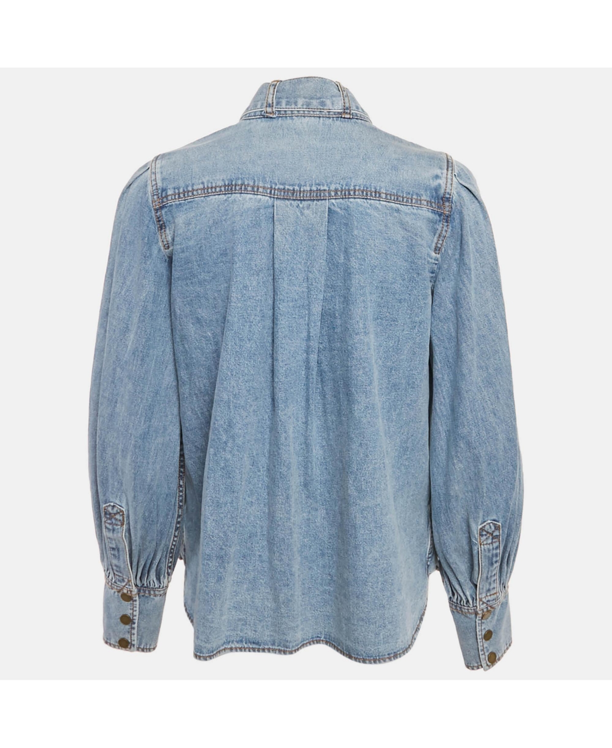 Pre-Owned Zimmermann Women's Blue Denim Neck Tie-Up Blouse