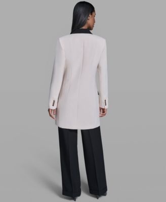 Women's Notch Lapel Collar Jacket and Mid-Rise Pants