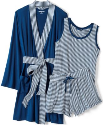 Women's Cooling 3 Piece Pajama Set - Robe Tank and Shorts