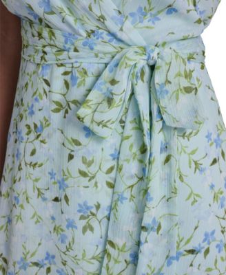 Women's Flutter-Sleeve Wrap Dress