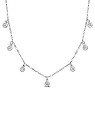 White Sapphire (5/8 ct. t.w.) Station Necklace in Sterling Silver