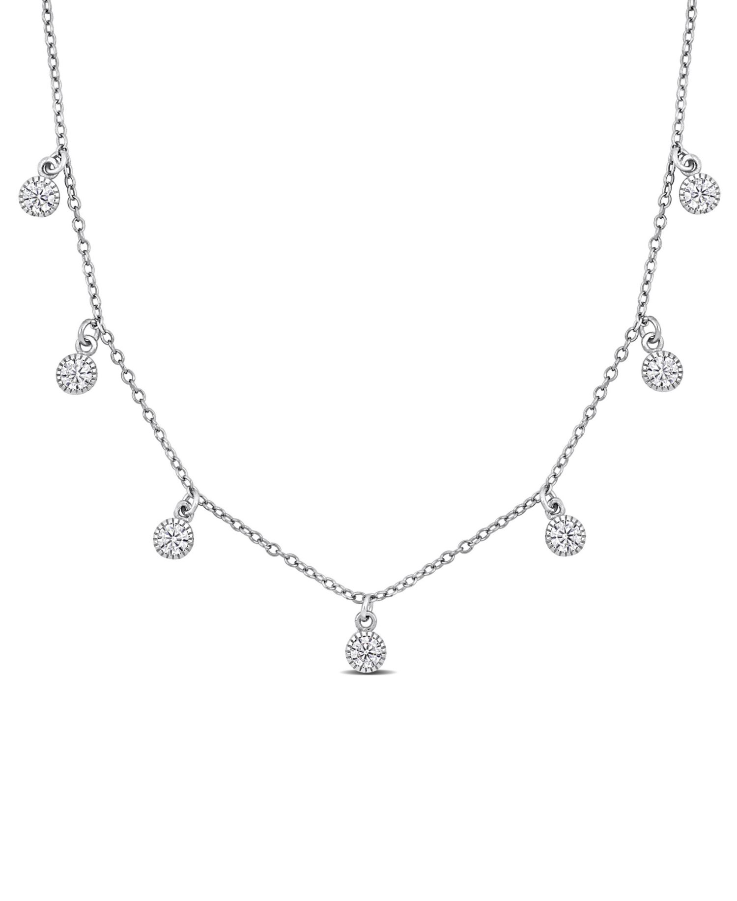 Lab Grown White Sapphire (5/8 ct. t.w.) Station Necklace in Sterling Silver