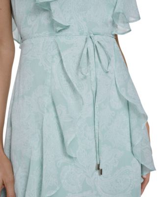 Women's Flutter-Sleeve Belted Mini Dress