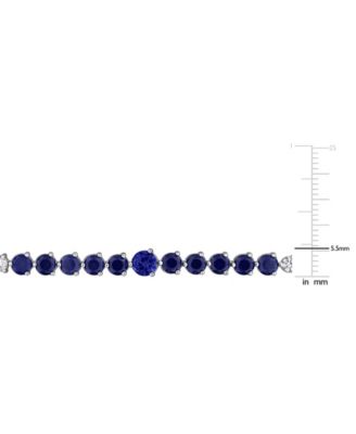 Sapphire (3-1/2 ct. t.w.) and White Sapphire (4-7/8 ct. t.w.) Tennis Bracelet in Sterling Silver
