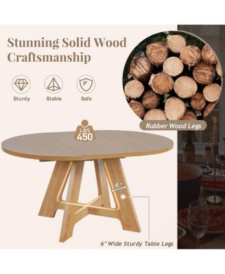Farmhouse Extendable Round Dining Table Set for 4 with Removable Leaf and Chairs