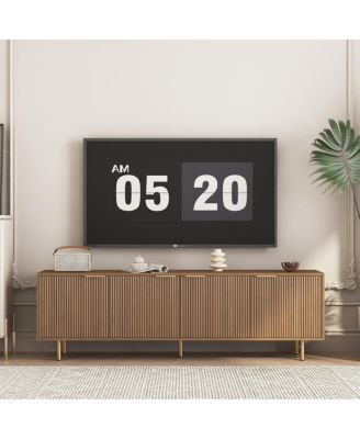  Wood Modern TV Stand Entertainment Center with Storage Doors, Media Cabinet