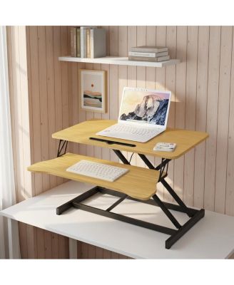 32" Height Adjustable Sit-Stand Desk Converter for Dual Monitors & Laptop