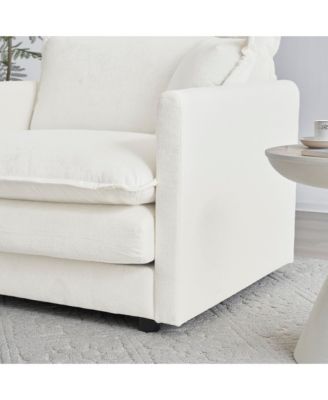 White 5 Seat U shaped Sectional Sofa with Reversible Footrest 2 Ottomans