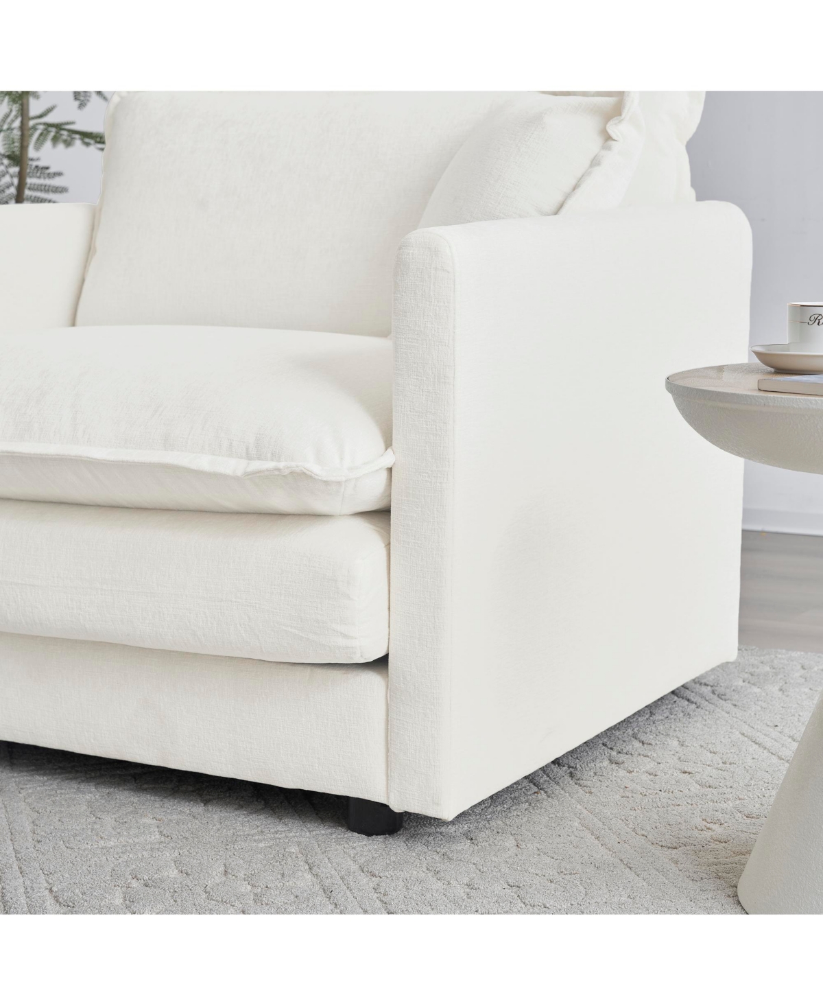 Lovmor White 5 Seat U shaped Sectional Sofa with Reversible Footrest 2 Ottomans