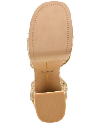 Women's Danila Two-Piece Block Heel Raffia Dress Sandals