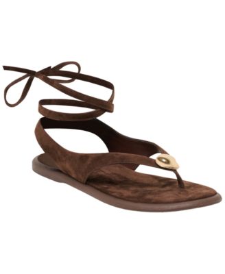 Women's Judy Lace-Up Ankle Wrap Embellished Flat Sandals