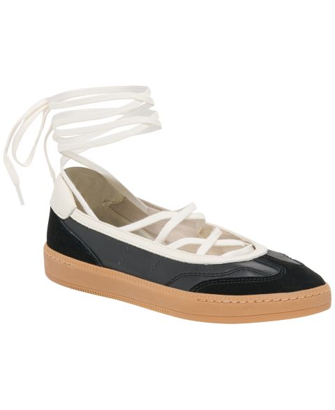 Женские кроссовки Dolce Vita Nyomie Lace-Up Ankle-Wrap, цвет: Чёрный кожаный