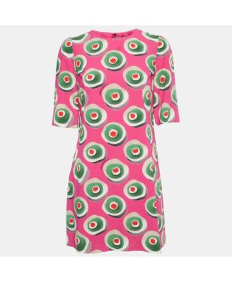 Women's Pink Sicily Cupcake Print Silk Mini Dress