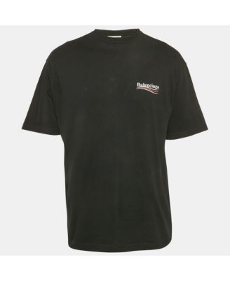 Men's Black Logo Printed Cotton Knit Oversized T-Shirt