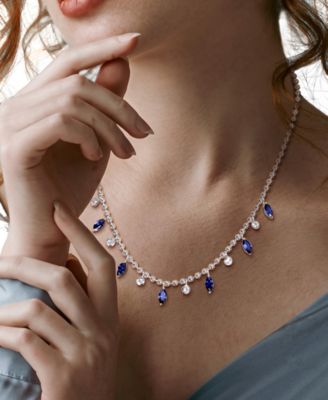 Blue Sapphire (4-7/8 ct. t.w.) and White Sapphire (7/8 ct. t.w.) Necklace in Sterling Silver