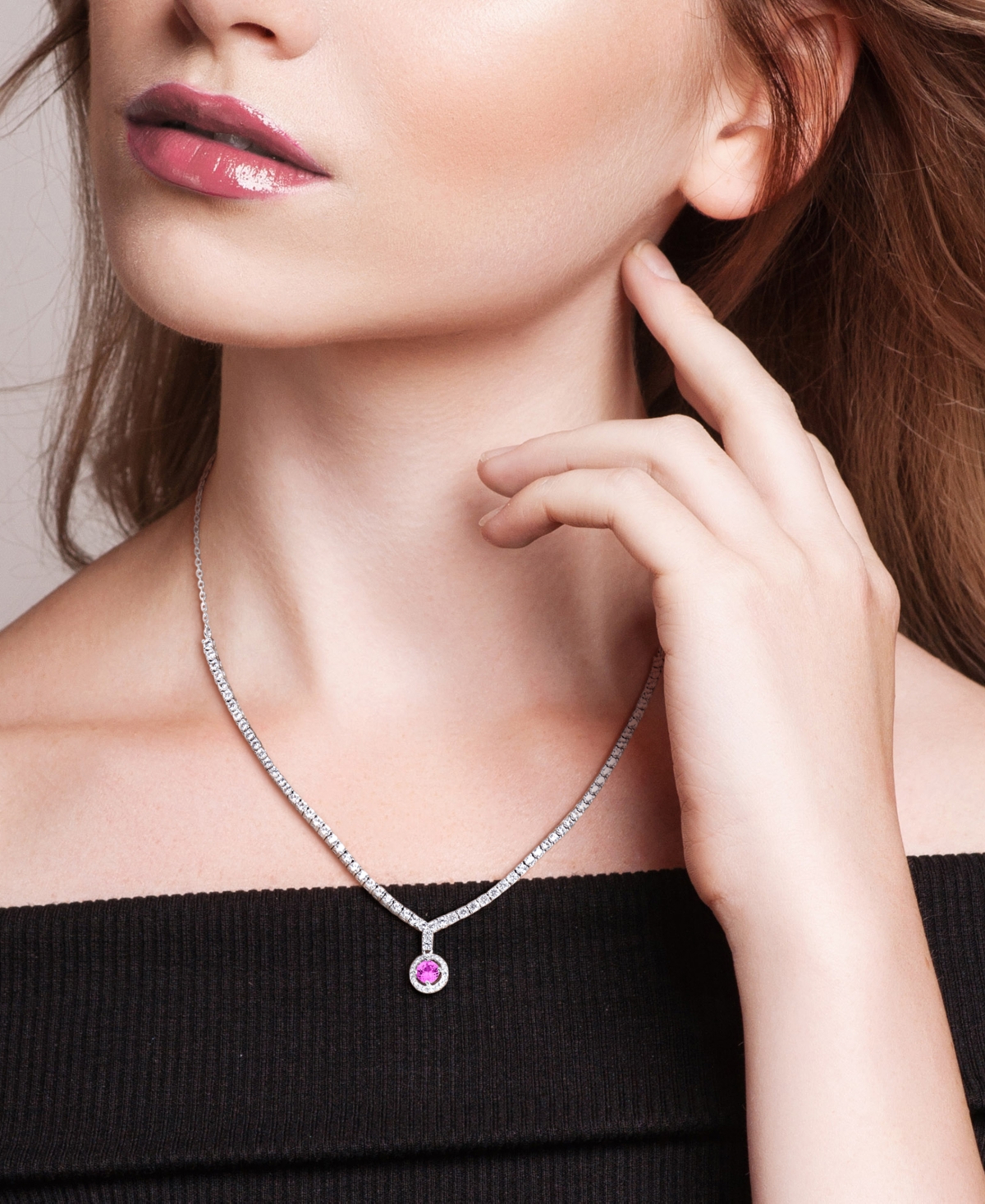 Macy's Sapphire (1/2 ct. t.w.) and White Sapphire (2-7/8 ct. t.w.) Necklace in Sterling Silver